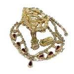 A STUNNING MID-CENTURY VINTAGE RHINESTONE PARURE RED PINK