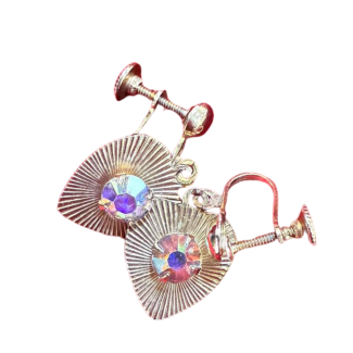 Golden Leaf Earrings with Stones