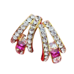 Crowned Pink Tassel Hoops