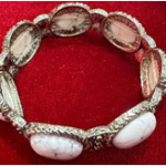 Elegant Silver and White Marble Bracelet