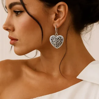 Lace Filigree Heart Studs