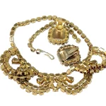 A MID-CENTURY VINTAGE RHINESTONE NECKLACE EARRINGS SET RED 2