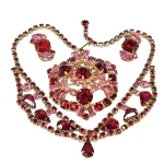 A STUNNING MID-CENTURY VINTAGE RHINESTONE PARURE RED PINK