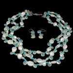 A WONDERFUL NECKLACE AND EARRINGS SET PEARLS TURQUOISE QUARTZ 2