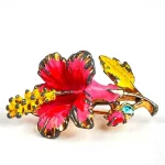 Antique Victorian Hand Painted HibiscusBrooch 1