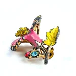 Antique Victorian Hand Painted HibiscusBrooch 2