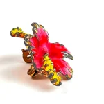 Antique Victorian Hand Painted HibiscusBrooch 4