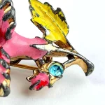 Antique Victorian Hand Painted HibiscusBrooch 8