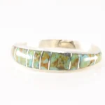 Native America Navajo Sterling Silver Turquoise Inlay Ring. 2