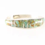 Native America Navajo Sterling Silver Turquoise Inlay Ring. 3