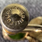 Vintage 12K gold-filled green jade cab leaves screw back earrings 3