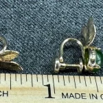 Vintage 12K gold-filled green jade cab leaves screw back earrings 4