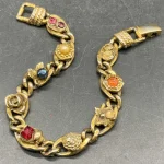 Vtg GOLDETTE Crystal & Costume Cabochon Bracelet 1