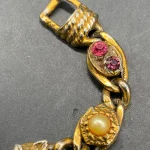 Vtg GOLDETTE Crystal & Costume Cabochon Bracelet 4