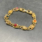 Vtg GOLDETTE Crystal & Costume Cabochon Bracelet 9